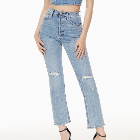 Aritzia Denim Forum the Arlo high rise straight 26 distressed light wash jeans - Picture 7 of 7